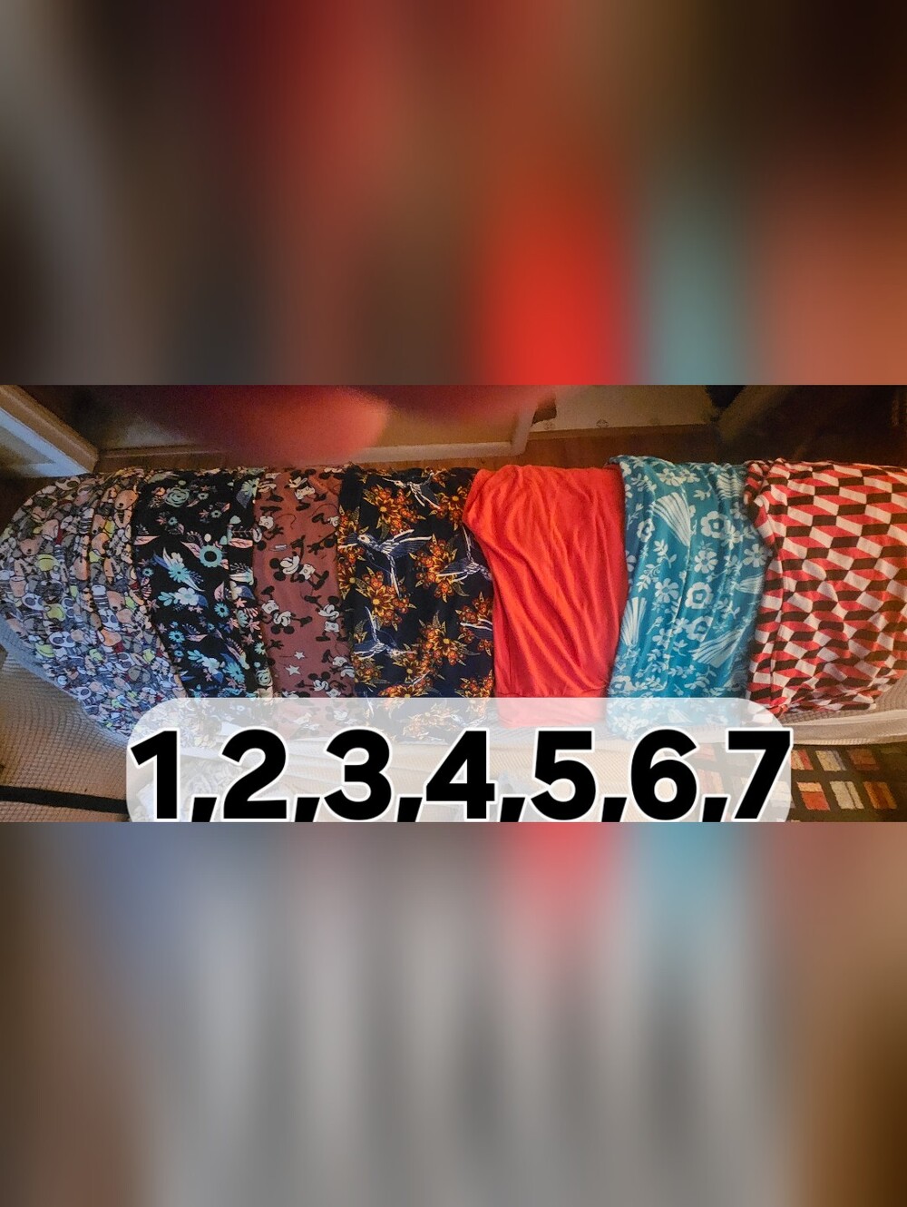 LuLaRoe Mixed Pattern Leggings  — Black, Red, Teal, Pink, Brown Accents